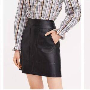 NWT - LOFT Black Vegan Leather Skirt